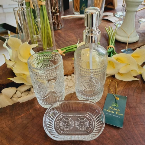 Conjunto 3 peças de Vidro para Banheiro Lux Cromado