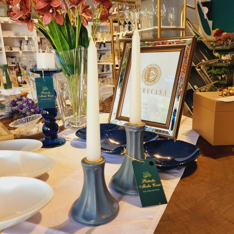 Conjunto 2 Castiçais de Cerâmica Azul - comprar online