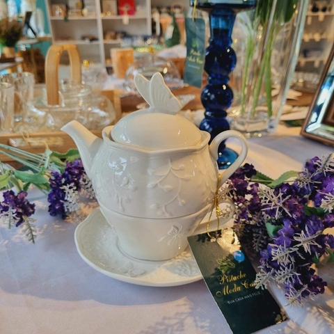 CJ 3 peças P/Chá de Porcelana Butterfly - comprar online