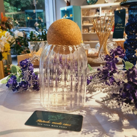 Pote de Vidro com Tampa Esfera de Rolha 550ml - comprar online