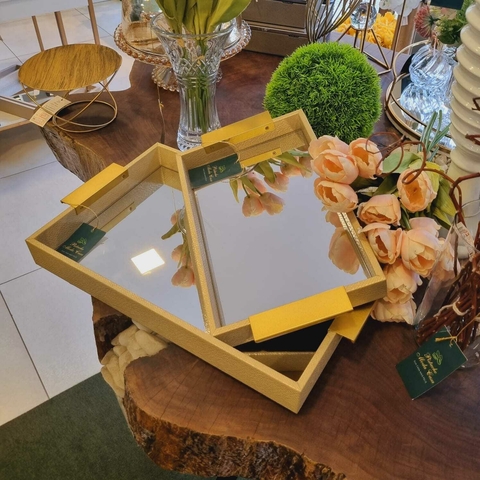 Bandeja Retangular em MDF com Revestimento em Couro TEXT