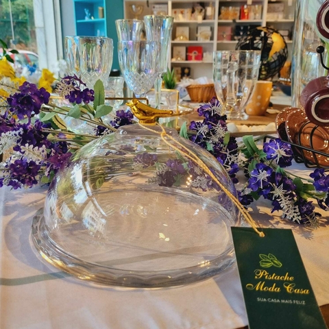 QUEIJEIRA GOLDEN BIRD 20CM COM TAMPA em CRISTAL ECOLOGICO