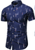 Camisa Casual de Manga Curta Men's Print Blusa de Praia - dg18