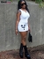 Imagem do vestido feminino bordado design sólido decote em v sem mangas mini bodycon esti