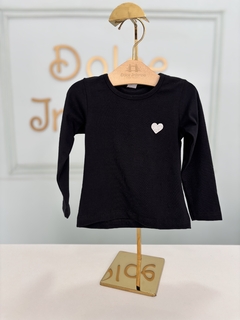Blusa Infantil Manga Longa Cotton Fio Penteado Preto 0540 - comprar online