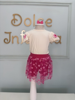 Conjunto Infantil Blusa Off Saia tule Flores 0413 na internet