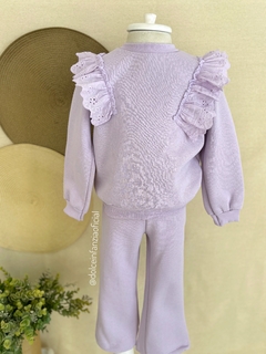 Conjunto Moleton Infantil Menina Babado Renda Peluciado 0547 Lilás - comprar online