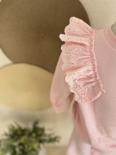 Conjunto Moleton Infantil Menina Babado Renda Peluciado 0547 Rosa na internet
