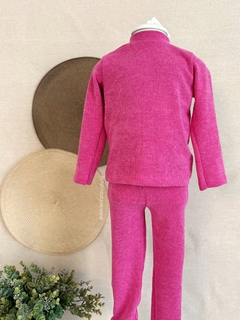 Conjunto Infantil Menina Calça e Blusa ML Tricot Jacquard Pink 0527 - comprar online