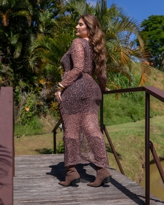 Vestido Mídi Tule Animal Print na internet