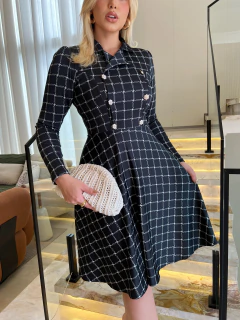 Vestido Xadrez Manga Longa - comprar online