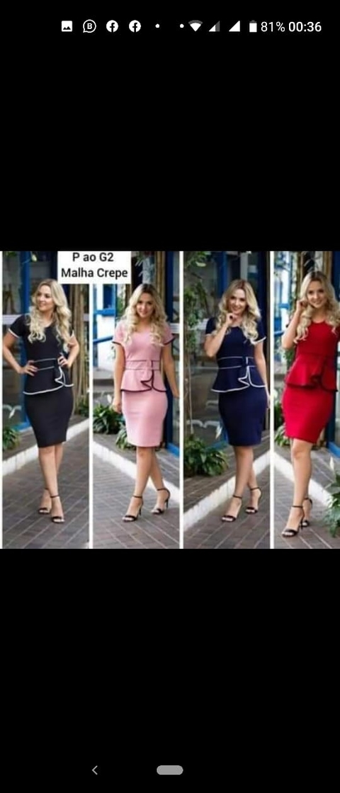 Vestido Midi Tubinho Peplum Várias Cores