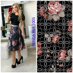 Vestido Midi Godê Corpo de Renda