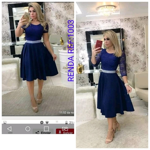 Vestido Midi Godê Corpo de Renda