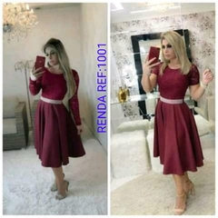 Vestido Midi Godê Corpo de Renda na internet