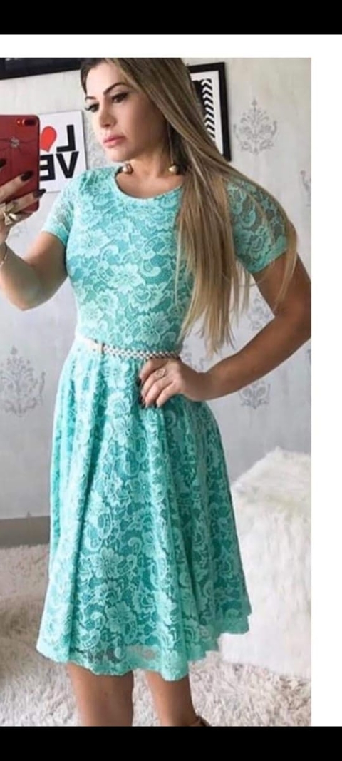 Vestido Midi Godê Todo Na Renda(Várias Cores)