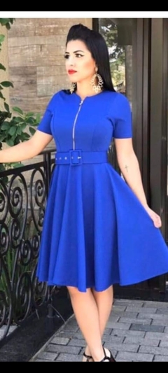 Vestido Midi Godê Liso No Crepe De Malha Várias Cores na internet