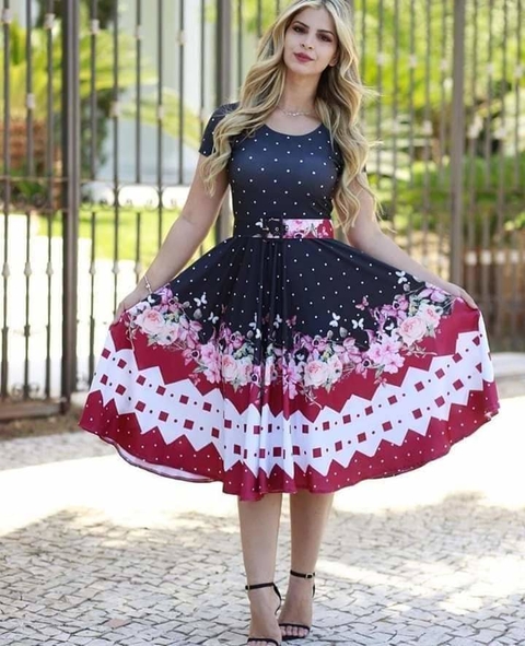 Vestido Godê Estampado Suplex Digital