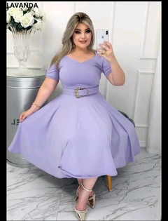 Vestido Midi Godê Cor Lisa - loja online