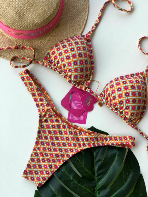 Biquíni Cindy bronze (laranja/roxo )