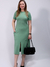 Vestido Midi com bolsos e fenda frontal Gabi