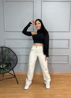 Calça Wide Leg Sarja