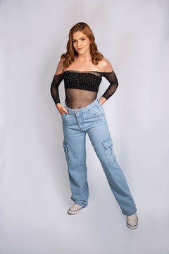 Calça Wide Leg Cargo