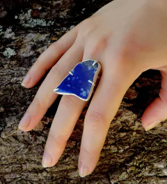 Azul. Anel de prata com chapa de lapis lazuli - loja online