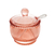 Açucareiro de Cristal com Colher Pearl Rosa 10cm x 8cm x 7cm - Ateliê Arte & Decor | CASA & DECORAÇÃO 