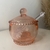Meleira de Cristal com Colher Pearl Rosa 10cm x 8cm x 7cm