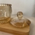 Imagem do Meleira de Cristal com Colher Pearl Âmbar 10cm x 10cm x 11,5cm