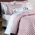 Edredom Queen Percal 180 Fios Algodão 07 Peças - Rosa com branco
