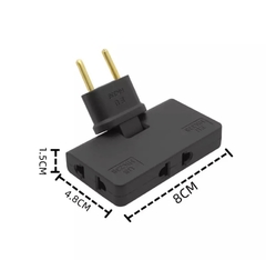 adaptador de tomada giratorio com tres plugues