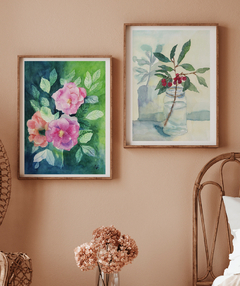 Conjunto Botânico de Quadros Decorativos Flores e Frutas