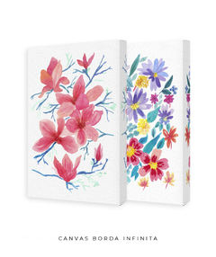 Conjunto de Dois Quadros Decorativos, Aquarela Flores do Campo e Camélias - Betania Sensini | Arte e Aquarela