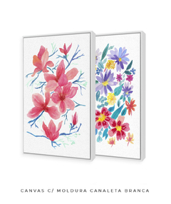 Conjunto de Dois Quadros Decorativos, Aquarela Flores do Campo e Camélias - loja online