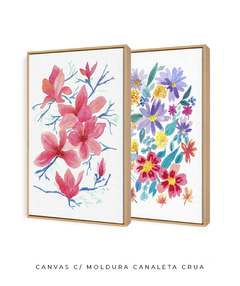 Imagem do Conjunto de Dois Quadros Decorativos, Aquarela Flores do Campo e Camélias