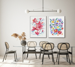 Conjunto de Dois Quadros Decorativos, Aquarela Flores do Campo e Camélias na internet
