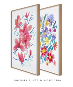 Conjunto de Dois Quadros Decorativos, Aquarela Flores do Campo e Camélias - loja online