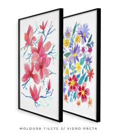 Imagem do Conjunto de Dois Quadros Decorativos, Aquarela Flores do Campo e Camélias