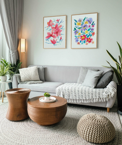 Conjunto de Dois Quadros Decorativos, Aquarela Flores do Campo e Camélias na internet