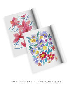 Conjunto de Dois Quadros Decorativos, Aquarela Flores do Campo e Camélias - comprar online