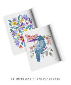 Conjunto de Dois Quadros Decorativos Flores do Campo e Pássaro Azul - loja online