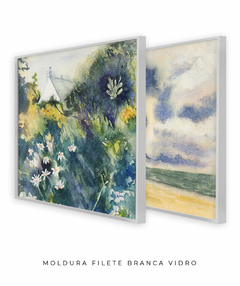 Conjunto de Dois Quadros Decorativos: Floresta e Mar em Aquarela - Betania Sensini | Arte e Aquarela