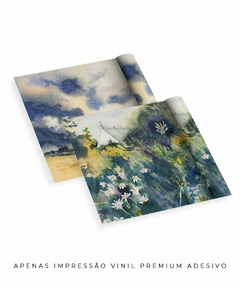 Conjunto de Dois Quadros Decorativos: Floresta e Mar em Aquarela - comprar online