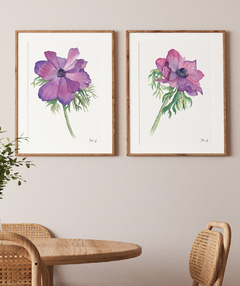 Conjunto de Dois Quadros Flor de Papoula N1 & N2
