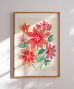Quadro Botânico Flores Vermelhas
