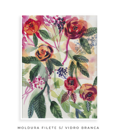 Quadro Decorativo Aquarela Flores Vermelhas e Laranjas N01 - comprar online