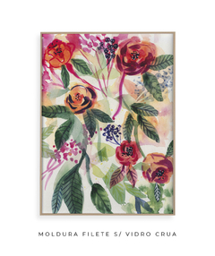 Quadro Decorativo Aquarela Flores Vermelhas e Laranjas N01 - Betania Sensini | Arte e Aquarela