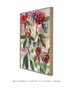 Quadro Decorativo Aquarela Flores Vermelhas e Laranjas N01 - loja online